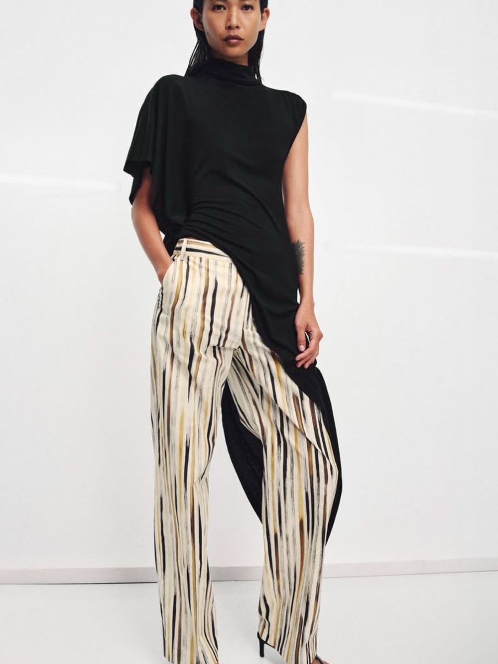 Zara ZW Collection Striped Poplin Pants